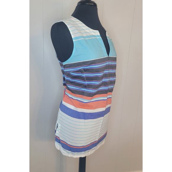 Tommy Bahama Aqua Blue Seaside Stripe Sleeveless Tunic Top Sz L EUC (40" Chest) - Picture 6 of 10